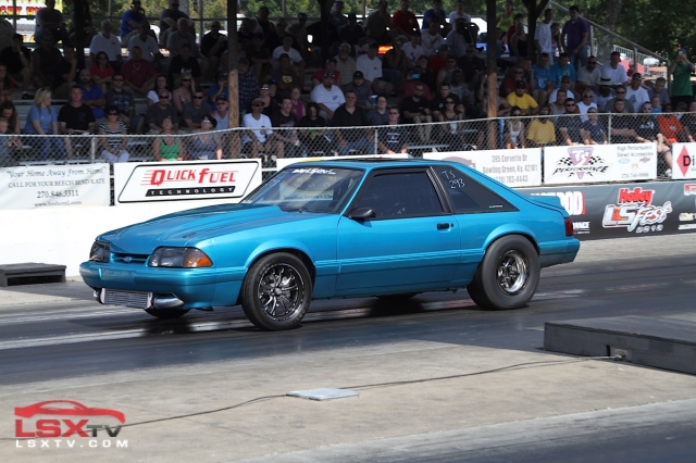 Tommy Blackard took top honors in the True Street competition, running an average of 9.131, with a quickest pass of an amazing 8.994. That is one seriously quick street car, even if it is a Fox-body Mustang...