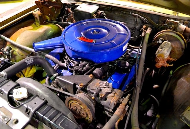 Clements decoded the big-block Ford mill to uncover the Q-code that revealed not only that is was the true 345HP powerplant, but also the reverse-stamped data tag with "TRANS 5" confirming the factory four speed.