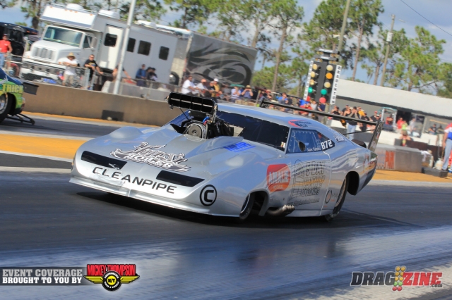 Adam Flamholc showed the potential of the Dodge Daytona running a 4.009 at 188 in the B field of Pro Mod in a win over Terry Duffy.
