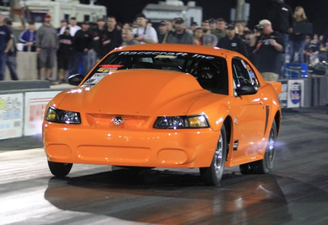 Dean Marinis runs a Neal Chance converter in his nitrous-fed Mustang that currently holds the X275 class elapsed time record at 4.52. Sixty-foot times in the 1.07-1.09 range show the team has their package figured out. 
